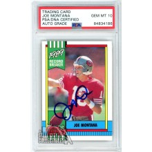 Joe Montana 1990 Topps '89 Record Breaker Autograph Card #1 PSA/DNA 19
