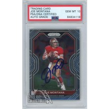 Joe Montana 2020 Panini Prizm Autograph Card #290 PSA/DNA 10