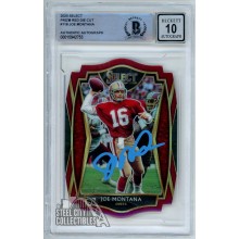 Joe Montana 2020 Panini Select Red Prizm Autograph Card #118 BAS 10 (Light Blue)