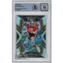 Joe Montana 2020 Panini Select Prizm Autograph Card #219 BAS 10 (Light Blue)