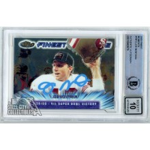 Joe Montana 2000 Topps Finest Moments Autograph Card #FM13 BAS 10 (Light Blue)