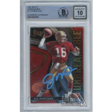 Joe Montana 2020 Panini Select Unbreakable Autograph Card BAS 10 (Light Blue)