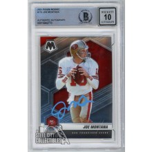Joe Montana 2021 Panini Mosaic Autograph Card #174 BAS 10 (Light Blue)