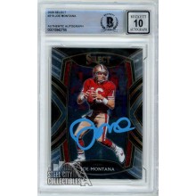 Joe Montana 2020 Panini Select Autograph Card #219 BAS 10 (Light Blue)