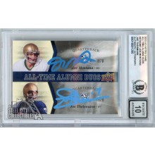 Joe Montana Joe Theismann 2013 Upper Deck Notre Dame All-Time Alumni Dual Autograph Card #ATAD-MT BAS 10