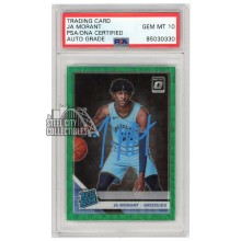 Ja Morant 2019-20 Panini Donruss Optic Rated Rookie Fanatics Green Wave Autograph Card #168 PSA/DNA 10 (Light Blue)