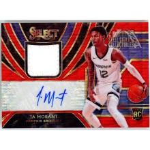 Ja Morant 2019-20 Panini Select Red Prizm Rookie Patch Autograph Card #RJA-JMT