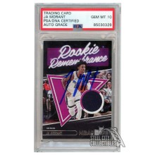 Ja Morant 2021-22 Panini Hoops Rookie Remembrance Jersey Autograph Card #RR-JAM PSA/DNA 10