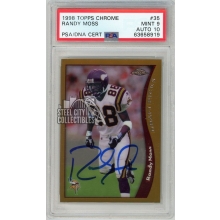 Randy Moss 1998 Topps Chrome Autograph Rookie Card RC #35 PSA 9 PSA/DNA 10
