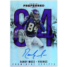 Randy Moss 2017 Panini Preferred Prominent Scripts Red Auto 8/10