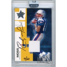 Randy Moss 2007 Donruss Leaf Rookies & Stars Gold Patch Autograph Card #60 07/21