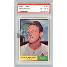 Stan Musial 1961 Topps Baseball Card #290 PSA 8 (114)