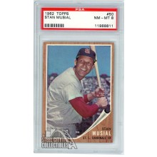 Stan Musial 1962 Topps Card #50 PSA 8 NM-MT