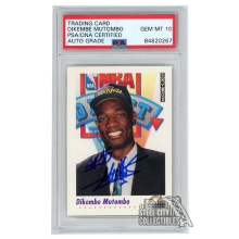 Dikembe Mutombo 1991-92 Skybox Autograph Rookie Card #516 PSA/DNA 10