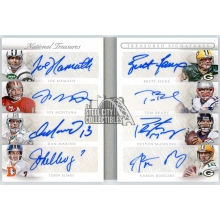 Namath Montana Marino Elway Favre Brady Manning Rodgers 2015 Panini National Treasures 8 Autograph Booklet Card #TS8-QBS 5/5