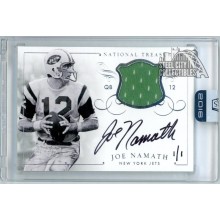Joe Namath 2014 Panini National Treasures Patch Autograph Card #MS-JNA 1/1