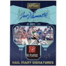 Joe Namath 2020 Panini Playbook Hail Mary Signatures Tag Patch Autograph Card #HM-JN 1/1