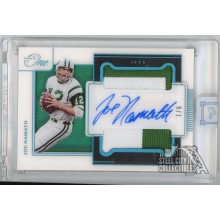 Joe Namath 2020 Panini One Dual Patch Autograph Card #165 1/6