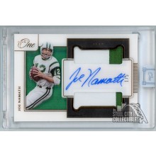 Joe Namath 2020 Panini One Bronze Dual Patch Autograph Card #165 1/5