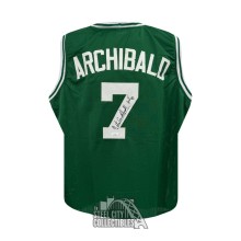 Nate Archibald HOF 91 Autographed Tiny Custom Green Basketball Jersey - JSA