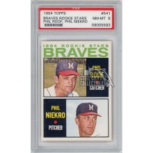 Phil Niekro & Phil Roof 1964 Topps Braves Rookie Stars Card #541 PSA 8 NM-MT