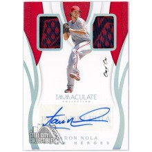 Aaron Nola 2019 Panini Immaculate Team Heroes Game-Used Patch Autograph Card #TH-AN 1/1