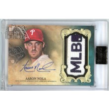 Aaron Nola 2021 Topps Dynasty MLB 150 Logo Patch Autograph Card #DAP-AN6 1/1