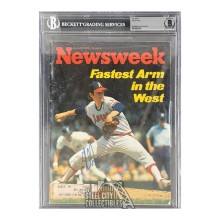 Nolan Ryan Autographed California Angels Newsweek Magazine - BAS