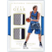 Dirk Nowitzki 2016-17 Panini National Treasures Game Gear Dual Patch Card #3 16/25