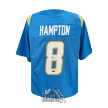 Omarion Hampton Autographed Los Angeles Custom Blue Football Jersey - BAS