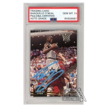 Shaquille O'Neal 1992-93 Topps Stadium Club Autograph RC Card #247 PSA/DNA 10 (Light Blue)