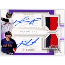 D. Ortiz & J.D. Martinez 2020 Topps Definitive Purple Dual Patch Auto Card 5/5
