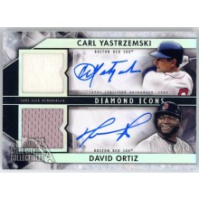 Ortiz & Yastrzemski 2019 Topps Diamond Icons Dual Patch Autograph Card 01/10