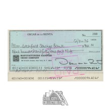 Oscar De La Renta Autographed 1976 Check - PSA/DNA