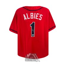 Ozzie Albies Autographed Atlanta Custom Red Baseball Jersey - JSA