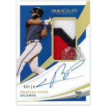 Cristian Pache 2021 Panini Immaculate Rookie Patch Autograph Card #101 4/14