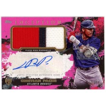 Cristian Pache 2021 Topps Inception Magenta Rookie Patch Autograph Card #APC-CP 22/75