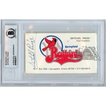 Satchel Paige Autographed Springfield Redbirds Business Card BAS