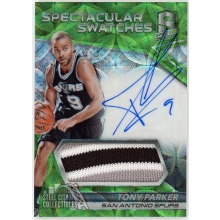 Tony Parker 2016-17 Panini Spectra Green Scope Patch Autograph Card #SS-TPK 14/25