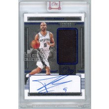 Tony Parker 2020-21 Panini One And One Blue Patch Autograph Card #JA-TPK 16/35