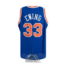 Patrick Ewing Autographed New York Custom Blue Basketball Jersey - BAS