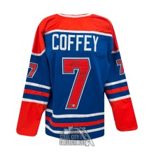 Paul Coffey HOF 04 Autographed Edmonton Custom Blue Hockey Jersey - BAS