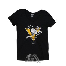 Pittsburgh Penguins Reebok NHL Women's Black V-Neck Shirt