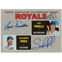 Lou Piniella Salvador Perez 2019 Topps Heritage Real One Dual Autograph Card #RODA-PP
