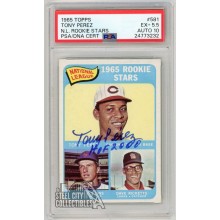 Tony Perez 1965 Topps Autograph "HOF 2000" Rookie Card #581 PSA 5.5 PSA/DNA 10