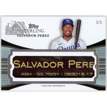 Salvador Perez 2023 Topps Sterling Game-Used Bat Barrel Nameplate Card #BNP-SP 1/1