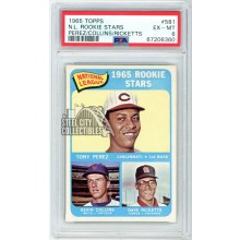 T. Perez, K. Collins & D. Ricketts 1965 Topps Rookie Stars Card #581 PSA 6 EX-MT