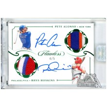 Pete Alonso / Rhys Hoskins 2019 Panini Flawless Dual Autograph Patch Card #DSP-AH 4/5