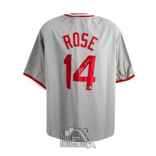 Pete Rose Autographed Cincinnati Custom Gray Baseball Jersey - BAS