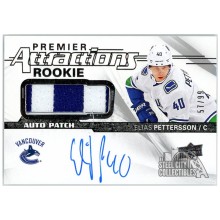 Elias Pettersson 2018-19 Upper Deck Premier Attractions Rookie Patch Autograph Card #PAR-EP 57/99